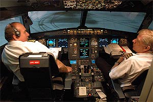 Cabina de mando con pilotos, A-320