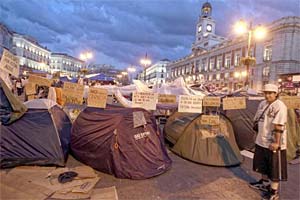 La acampada en la Puerto del Sol de Madrid continua