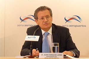 El presidente de Aena, Juan Ignacio Lema durante la rueda de prensa para anunciar el nacimiento de Aena Aeropuertos