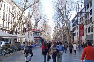 Turistas  por las Ramblas