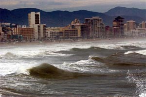 Vista de la  Playa de Ganda, Valencia, a primera hora de la maana, una de las preferidas de turismo nacional