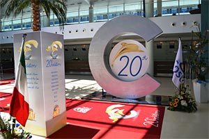 El Terminal de Palacruceros en Barcelona, decorado con motivo de este aniversario