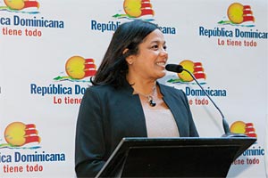Samanda Fersobe, directora de la Oficina de Turismo de la República Dominicana en Madrid, en este su primer encuentro con el sector del turismo, desde que tomó posesión de su nuevo cargo.