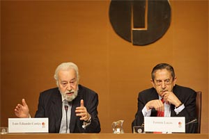 Luis Eduardo Corts, presidente ejecutivo y Fermn Lucas, director general ambos de  IFEMA durante la presentacin